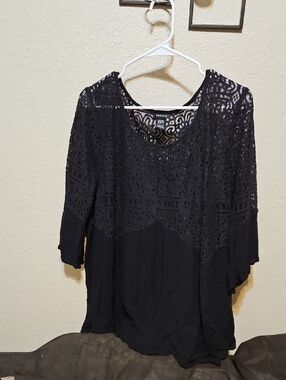 torrid Black Crochet Overlay Tunic Top